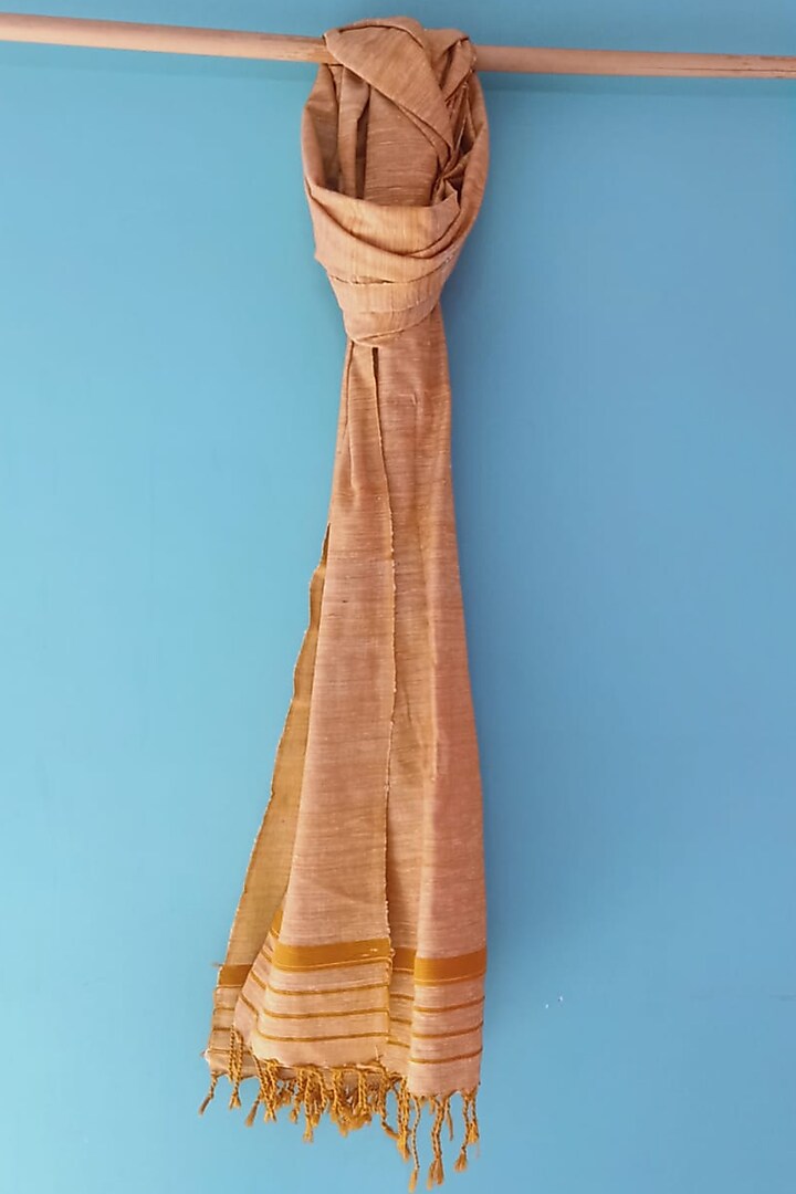 Golden Handwoven Shawl by Manju Kalita Das