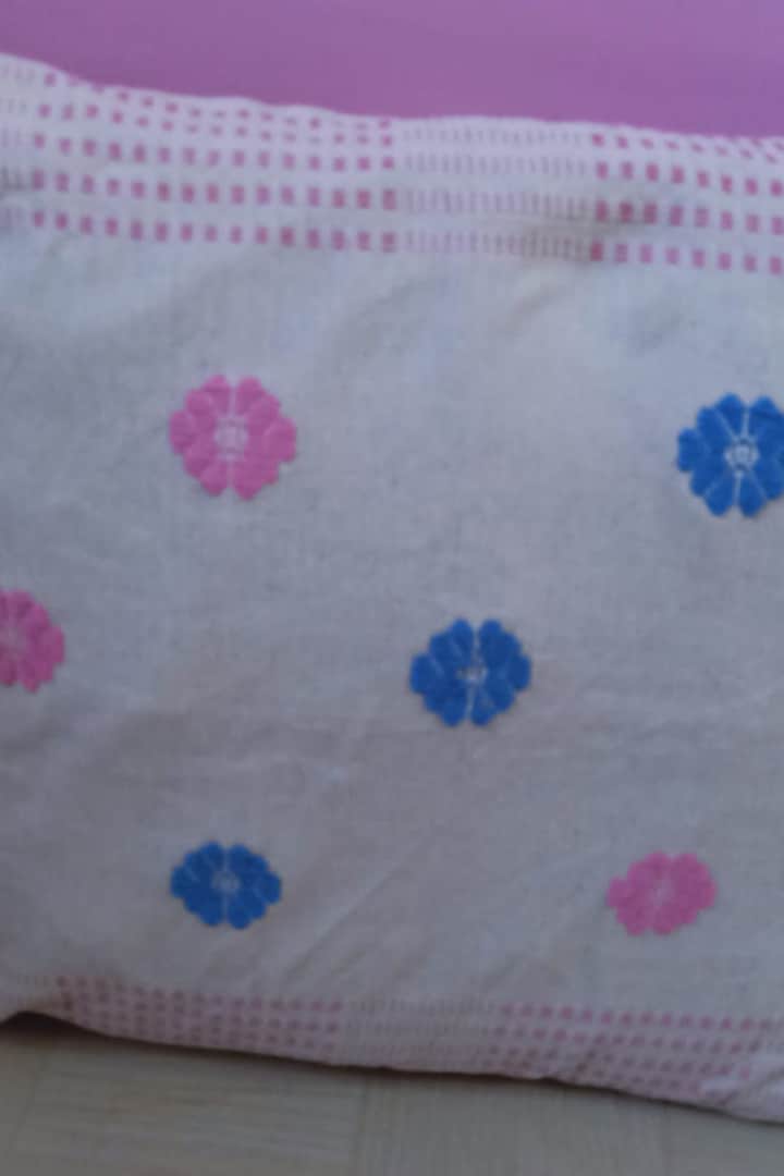 White Handwoven Cotton Cushion Cover (Set of 4) by Manju Kalita Das