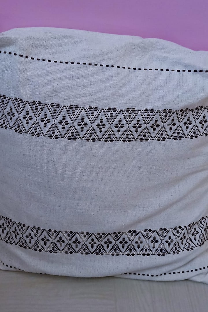 White Handwoven Cotton Cushion Cover (Set of 6) by Manju Kalita Das