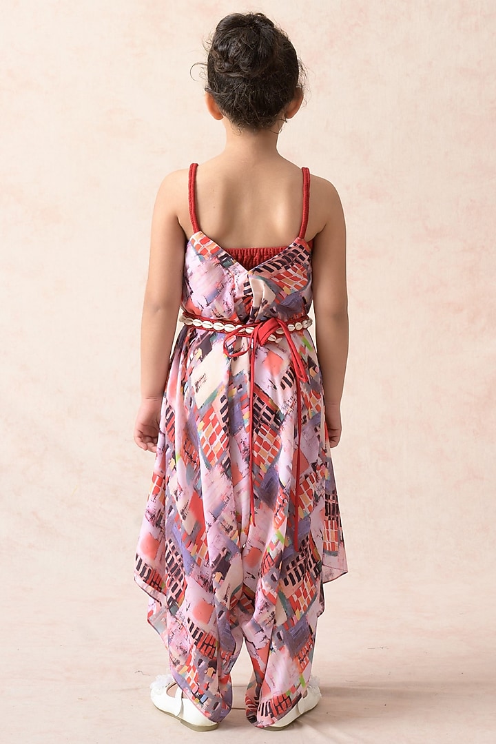 Multi-Colored Viscose Crepe Printed Jumpsuit For Girls by Thetaa Kids at Pernia's Pop Up Shop