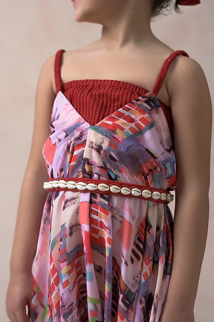 Multi-Colored Viscose Crepe Printed Jumpsuit For Girls by Thetaa Kids at Pernia's Pop Up Shop