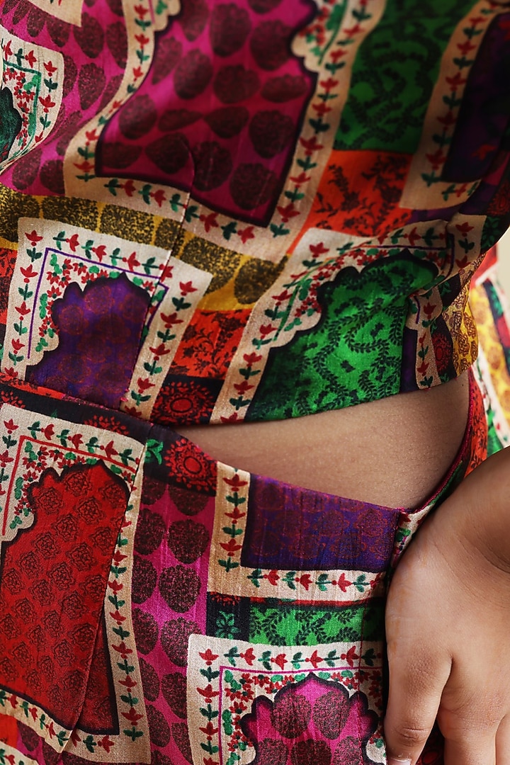 Pink Pure Silk Jharoka Printed Jumpsuit For Girls by Thetaa Kids at Pernia's Pop Up Shop
