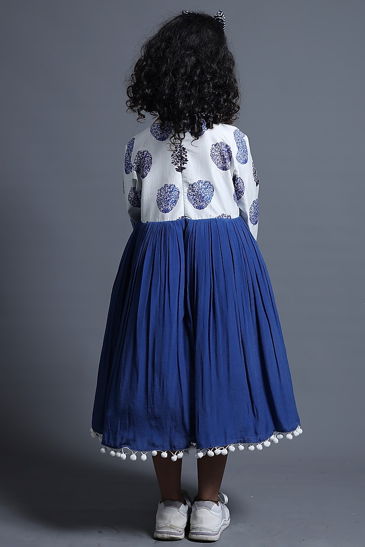 Blue Pure Silk & Viscose Dress For Girls by Thetaa Kids at Pernia's Pop Up Shop