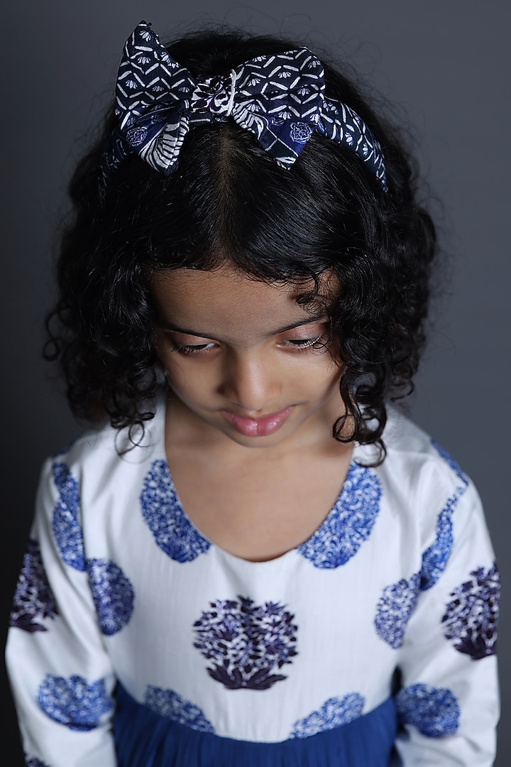 Blue Pure Silk & Viscose Dress For Girls by Thetaa Kids at Pernia's Pop Up Shop
