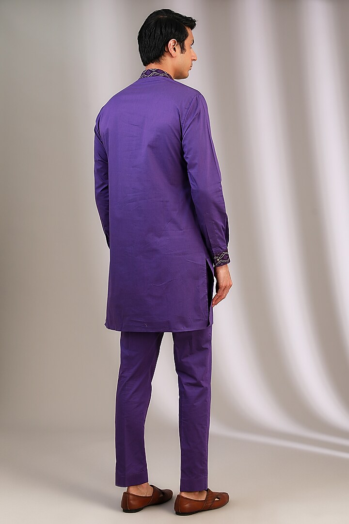 Purple Chiffon Kurta Set by Manoviraj Khosla at Pernia's Pop Up Shop