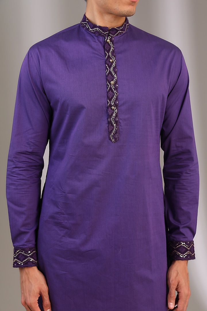 Purple Chiffon Kurta Set by Manoviraj Khosla at Pernia's Pop Up Shop