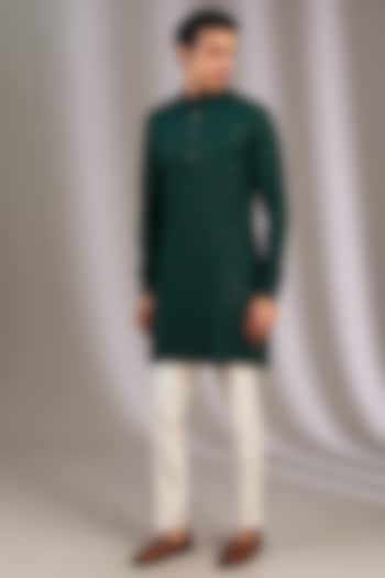 Green Chiffon Sequins Embroidered Kurta Set by Manoviraj Khosla at Pernia's Pop Up Shop