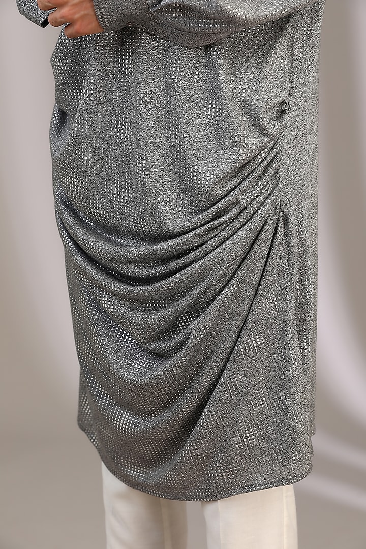 Silver Grey Polyester Kurta Set by Manoviraj Khosla at Pernia's Pop Up Shop