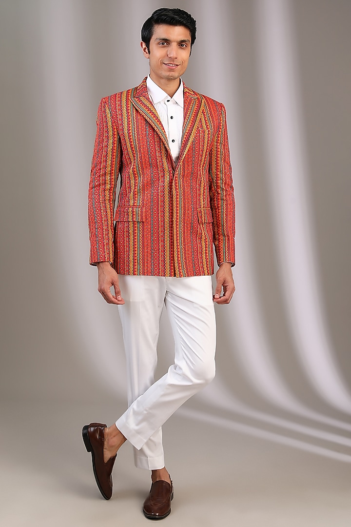 Multi-Colored Velvet Convertible Jacket by Manoviraj Khosla at Pernia's Pop Up Shop