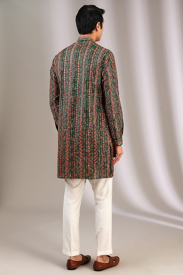 Multi-Colored Chiffon Sequins Embroidered Kurta by Manoviraj Khosla at Pernia's Pop Up Shop