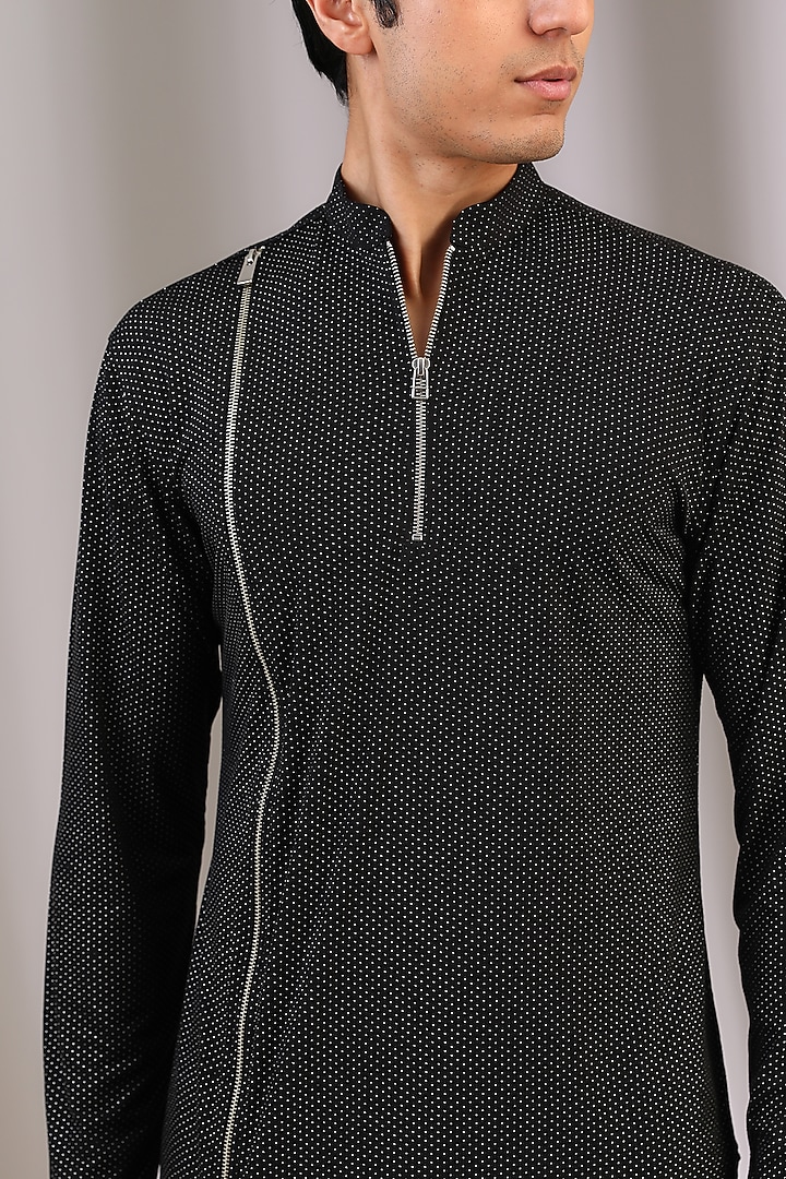 Black Chiffon Kurta by Manoviraj Khosla at Pernia's Pop Up Shop