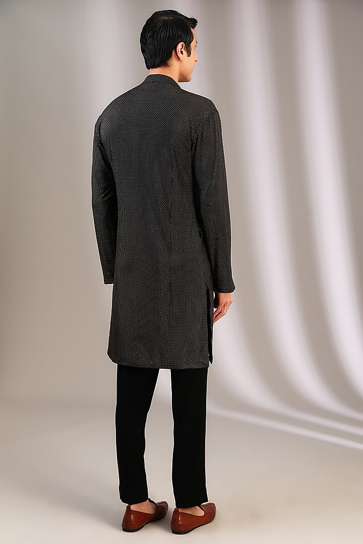Black Polyester Kurta by Manoviraj Khosla at Pernia's Pop Up Shop