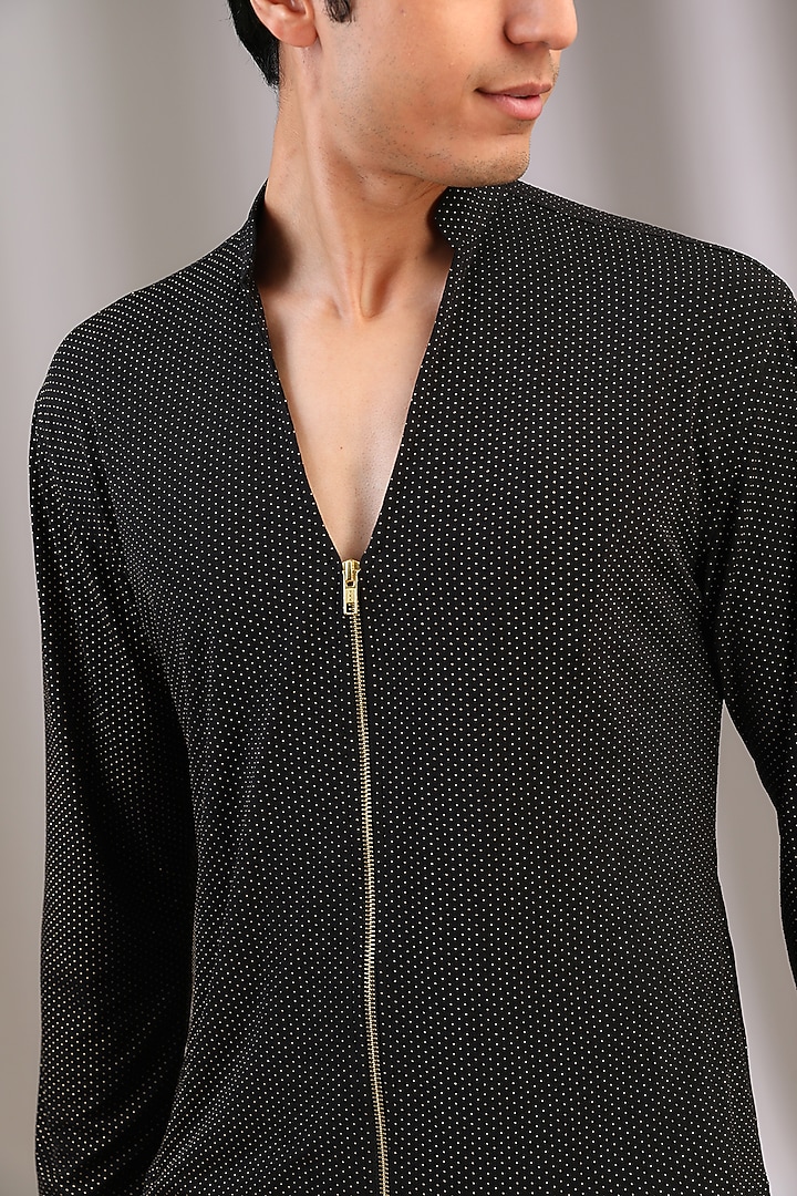 Black Polyester Kurta by Manoviraj Khosla at Pernia's Pop Up Shop