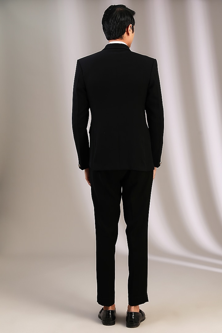 Black Polyester Jacket by Manoviraj Khosla at Pernia's Pop Up Shop