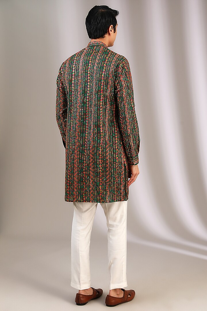 Multi-Colored Chiffon Sequins Embroidered Kurta Set by Manoviraj Khosla at Pernia's Pop Up Shop