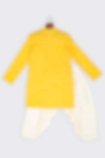 Yellow Embroidered Kurta Set For Boys by Minikin