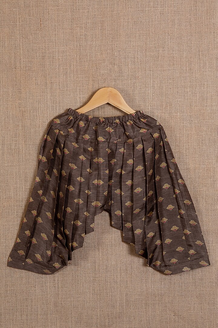 Yellow Khadi Linen Gota Embroidered Kurta Set For Boys by Minikin at Pernia's Pop Up Shop