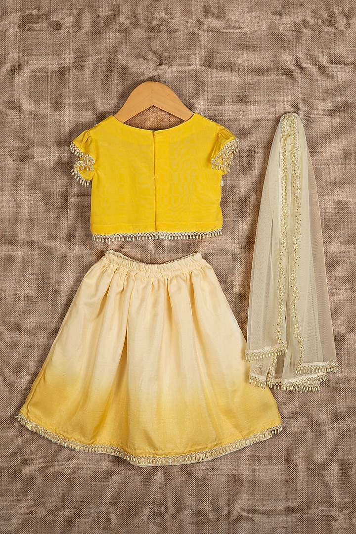 Yellow Silk Shaded Lehenga Set For Girls by Minikin at Pernia's Pop Up Shop