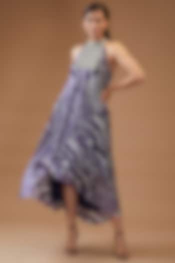 Purple Habutai Silk & Cotton Printed Summer Dress by Momkidsfashion at Pernia's Pop Up Shop