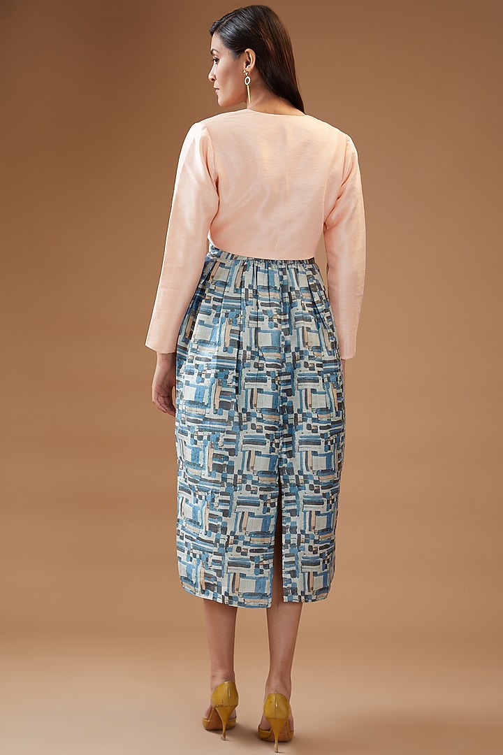 Grey & Pink Pure Silk Printed Jacket Vacation Dress by Momkidsfashion at Pernia's Pop Up Shop
