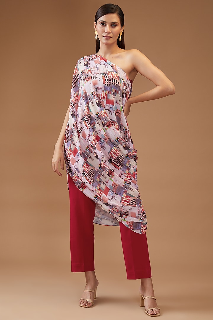 Multi-Colored Viscose Crepe Printed Tunic Set by Momkidsfashion at Pernia's Pop Up Shop