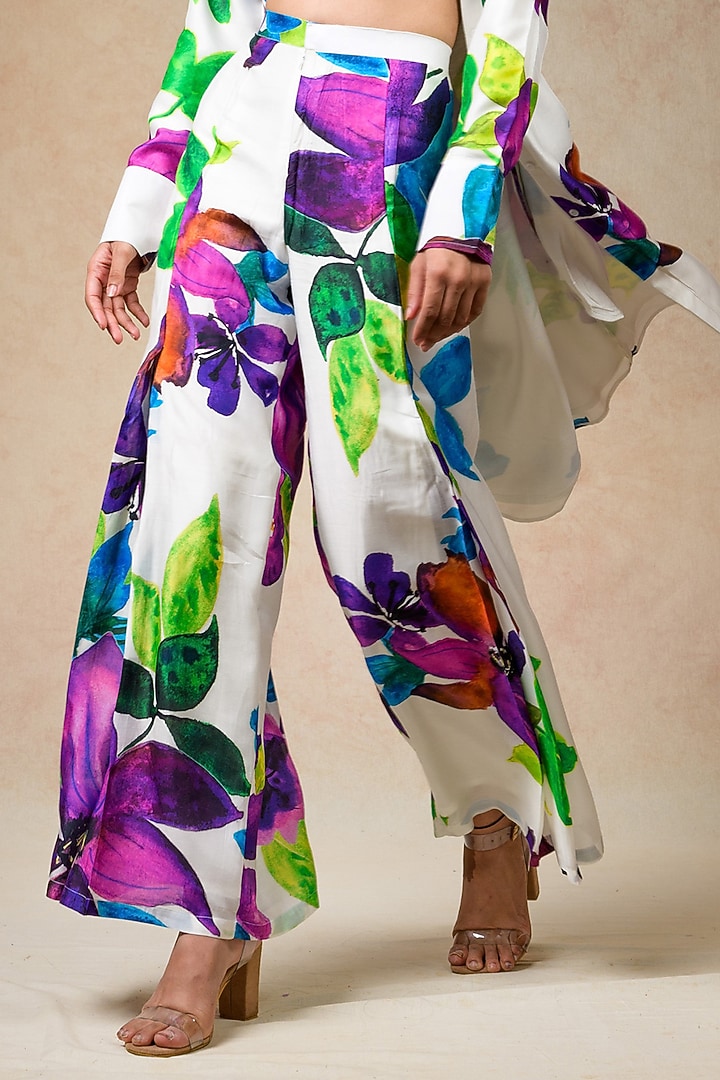 Multi-Colored Cupro Silk Floral Printed Co-Ord Set by Momkidsfashion at Pernia's Pop Up Shop