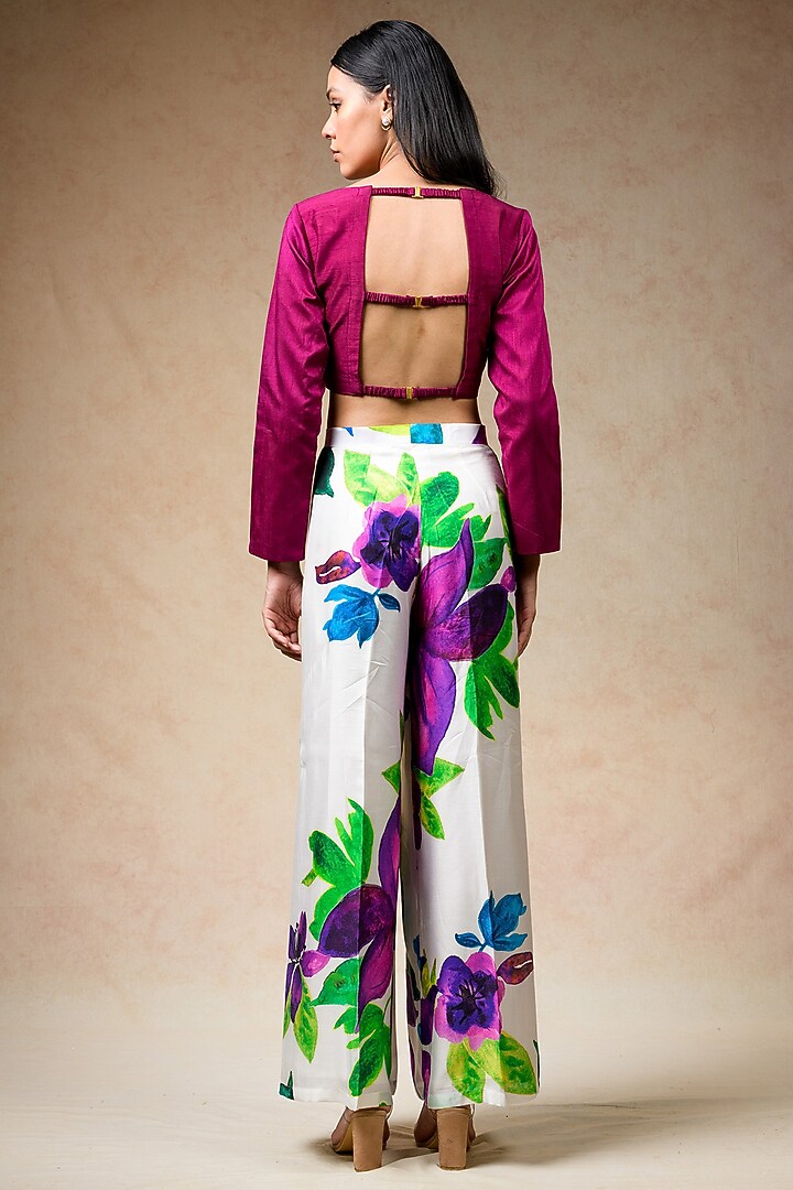 Multi-Colored Cupro Silk Floral Printed Co-Ord Set by Momkidsfashion at Pernia's Pop Up Shop