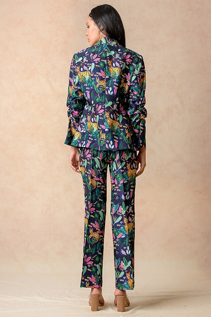 Multi-Colored Cupro Silk & Lycra Printed Jacket Set by Momkidsfashion at Pernia's Pop Up Shop
