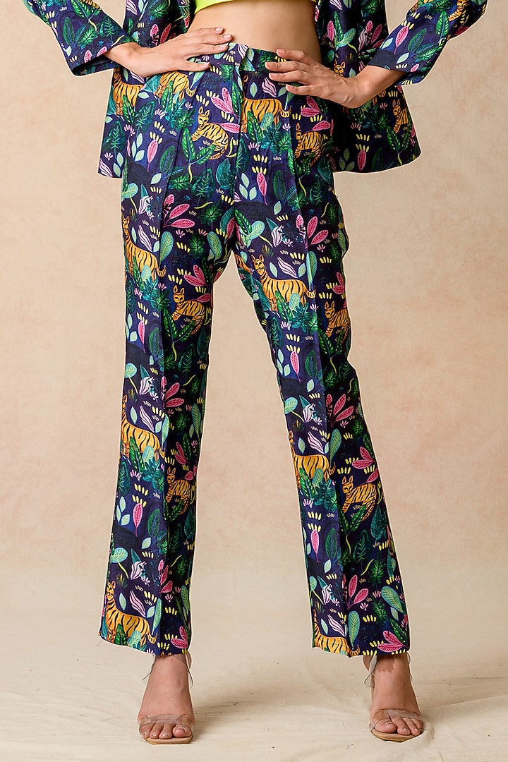Multi-Colored Cupro Silk & Lycra Printed Jacket Set by Momkidsfashion at Pernia's Pop Up Shop