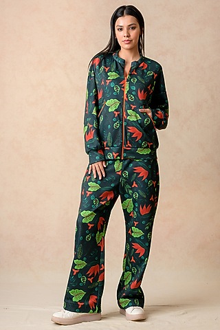 Multi-Colored Scuba Lily Printed Co-Ord Set by Momkidsfashion