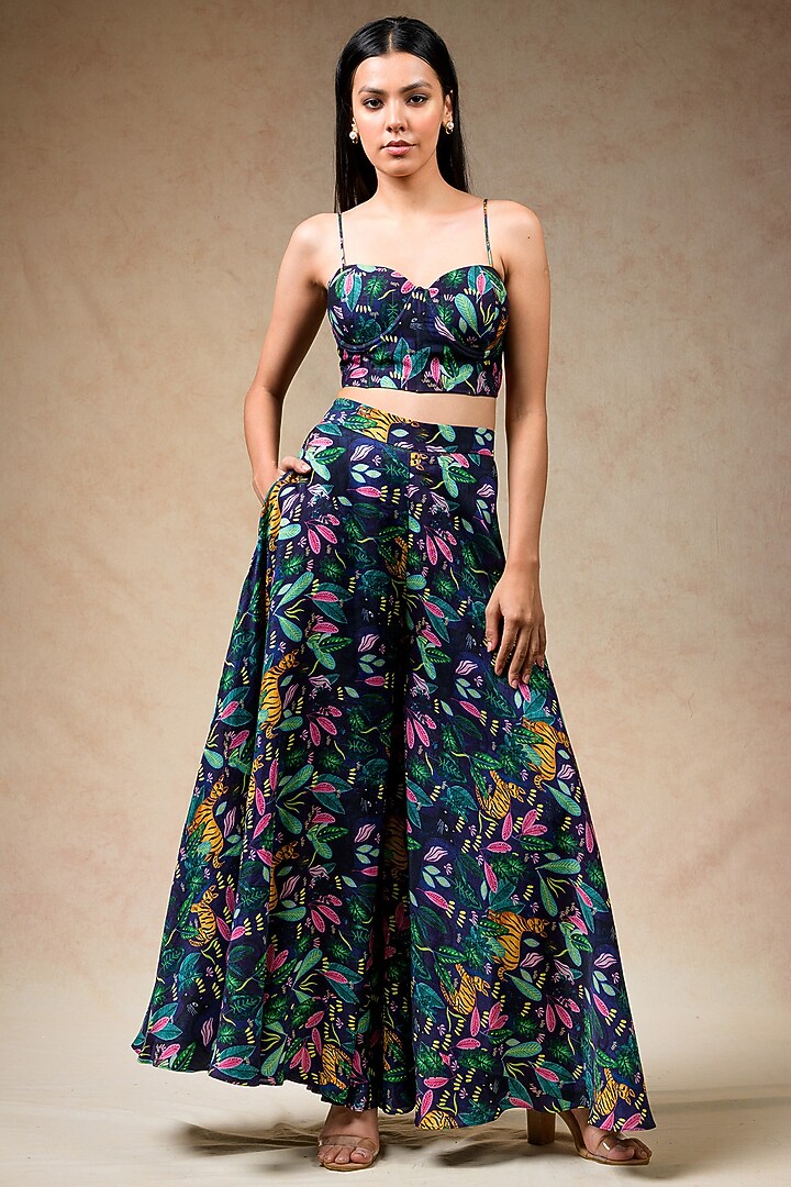 Multi-Colored Cupro Silk Printed Party Wear Sharara Set by Momkidsfashion at Pernia's Pop Up Shop