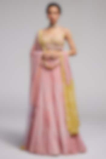 Multi-Colored Shimmer Chiffon Wedding Lehenga Set by Monika Nidhee at Pernia's Pop Up Shop