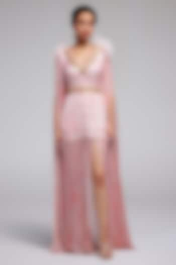 Pink Shimmer Chiffon Dress by Monika Nidhee at Pernia's Pop Up Shop