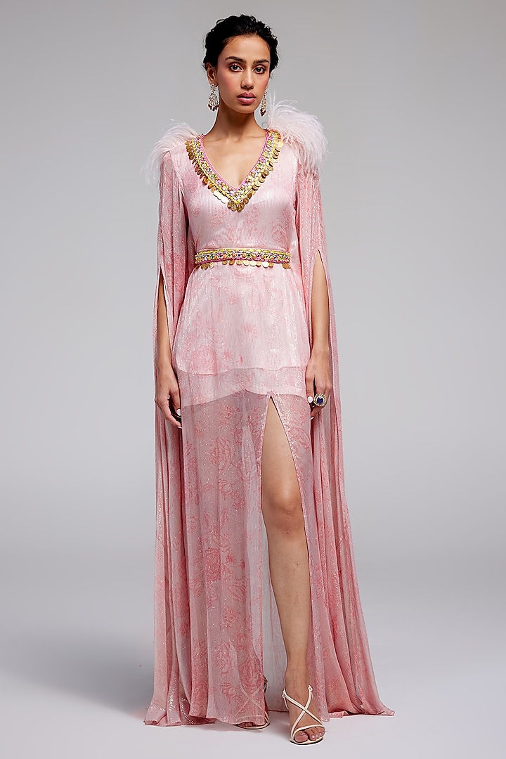 Pink Shimmer Chiffon Dress by Monika Nidhee at Pernia's Pop Up Shop