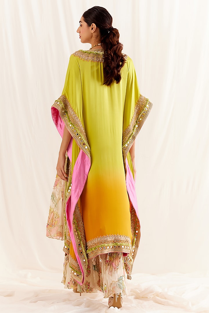 Ecru Shimmer Chiffon Floral Embroidered Bridal Anarkali Set by Monika Nidhee at Pernia's Pop Up Shop