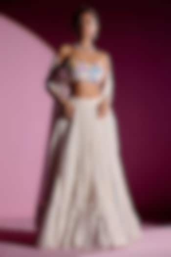 Ivory Shimmer Chiffon Bridal lehenga for 22 Lehenga Set by Monika Nidhee at Pernia's Pop Up Shop
