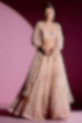 Champagne Net Bridal Lehenga Set by Monika Nidhee at Pernia's Pop Up Shop
