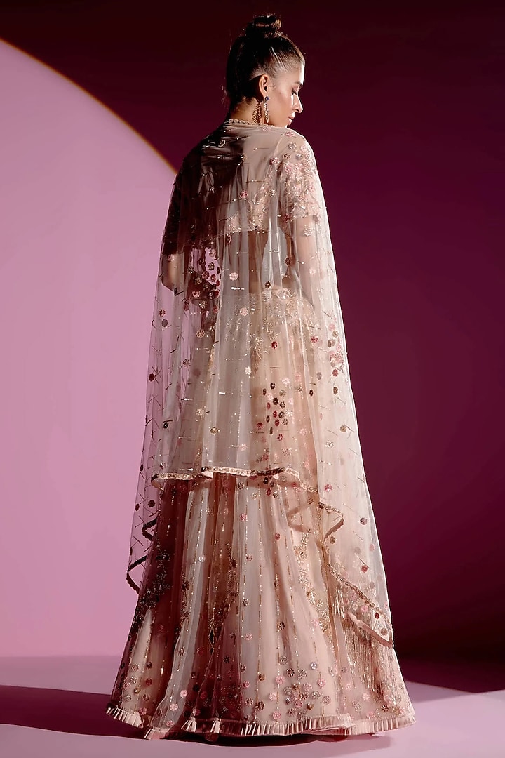 Champagne Net Bridal Lehenga Set by Monika Nidhee at Pernia's Pop Up Shop