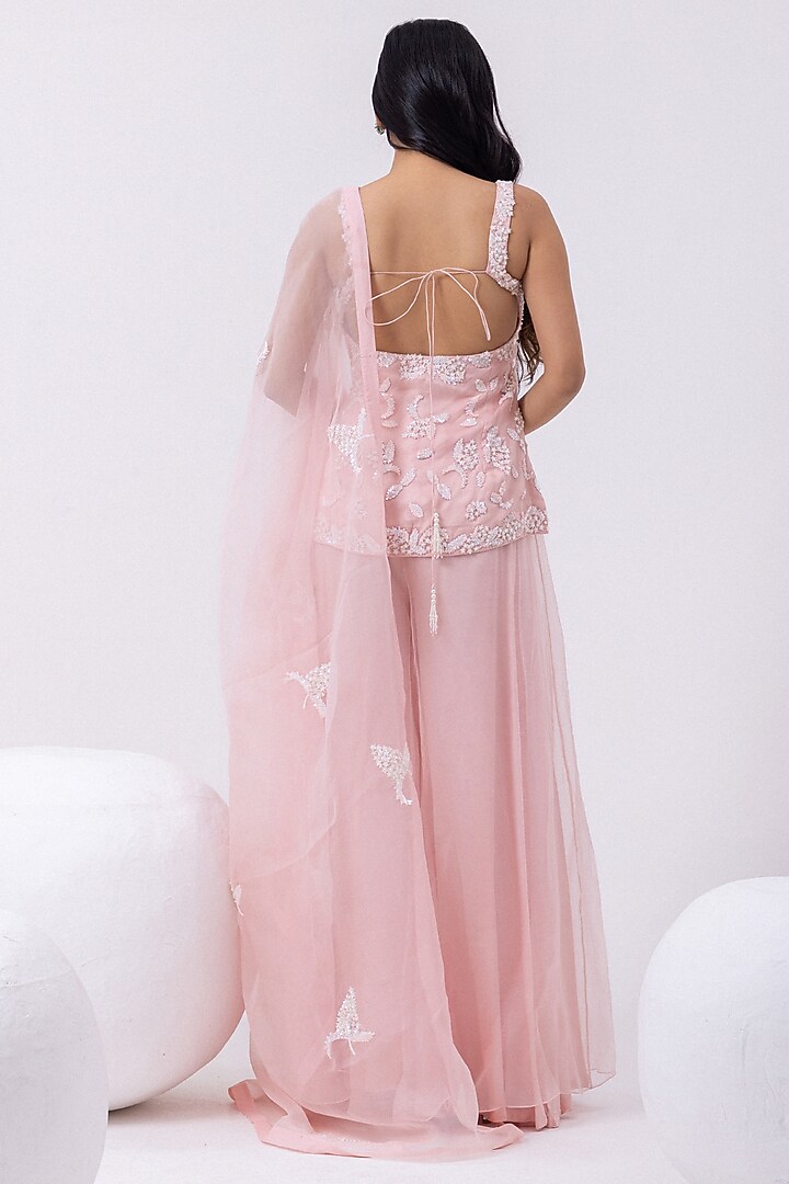 Prism Pink Organza Wedding Sharara Set by Mehak Sharma at Pernia's Pop Up Shop