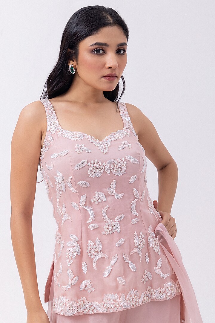Prism Pink Organza Wedding Sharara Set by Mehak Sharma at Pernia's Pop Up Shop