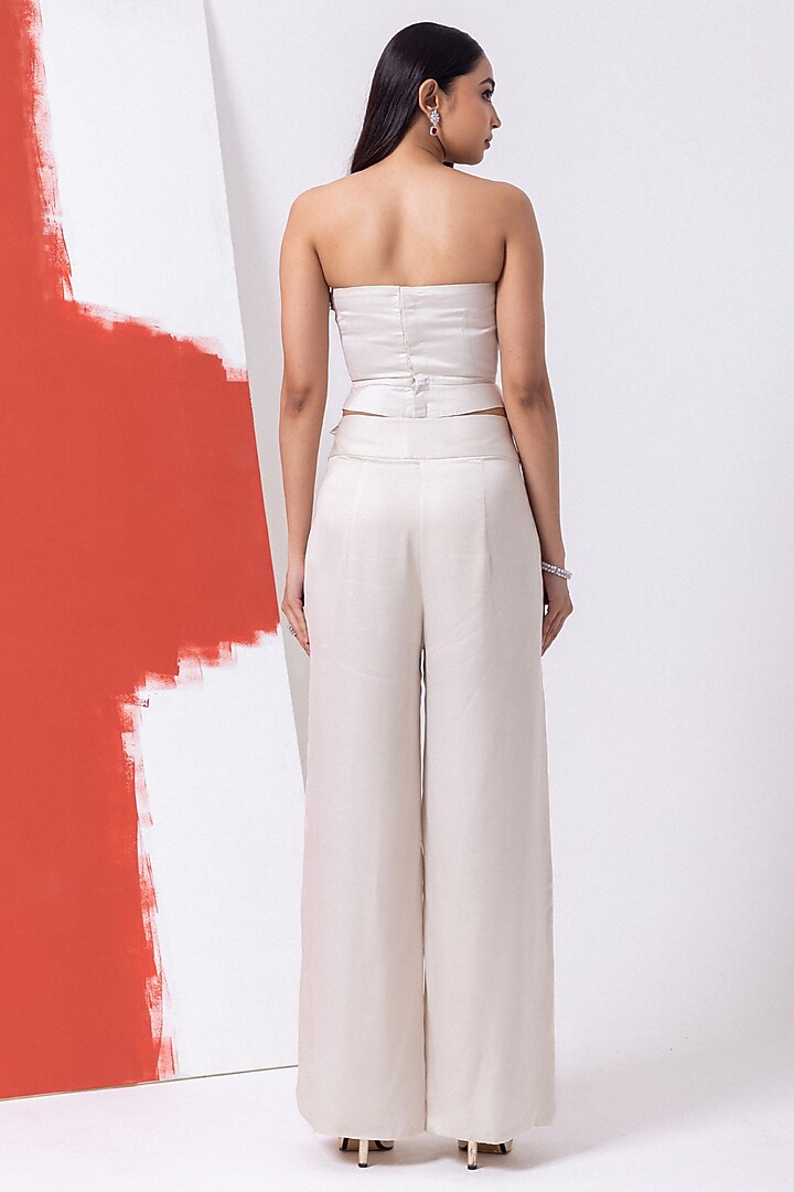 Opulent White Satin Pant Set by Mehak Sharma at Pernia's Pop Up Shop