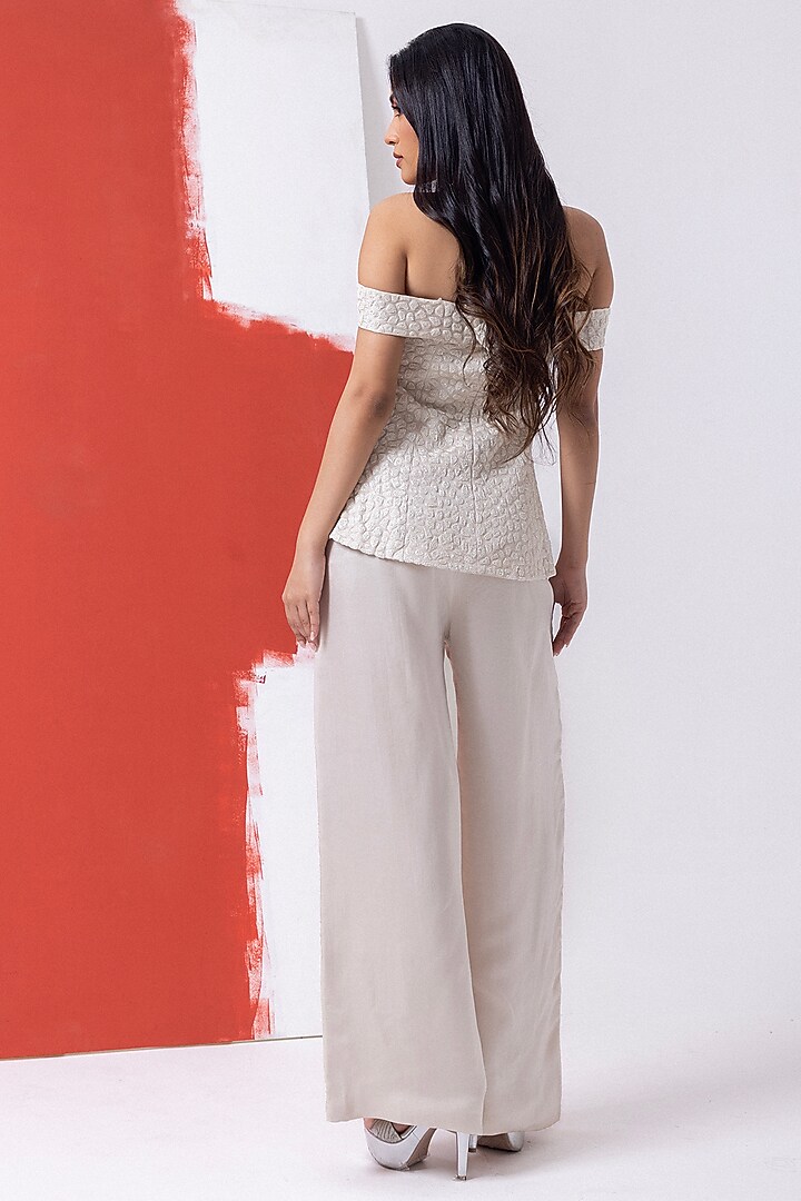 Pristine White Satin Organza Pant Set by Mehak Sharma at Pernia's Pop Up Shop