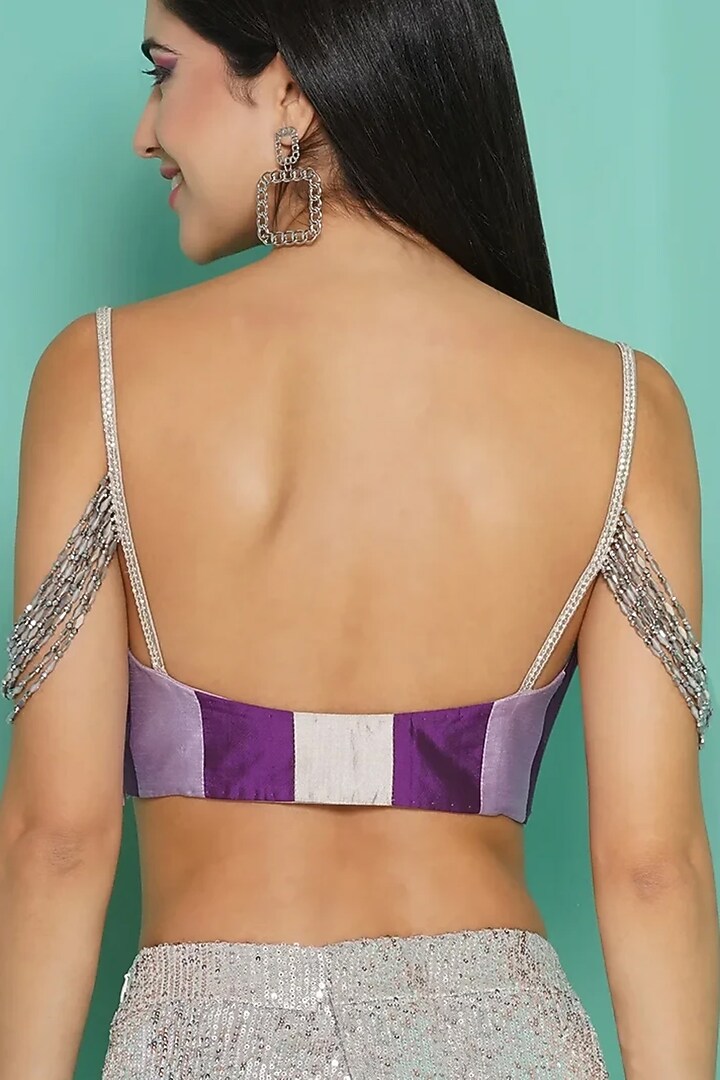 Lavender Viscose Crepe Sequins Draped Wedding Saree Set by GEE SIN by Geetanjali Singh at Pernia's Pop Up Shop