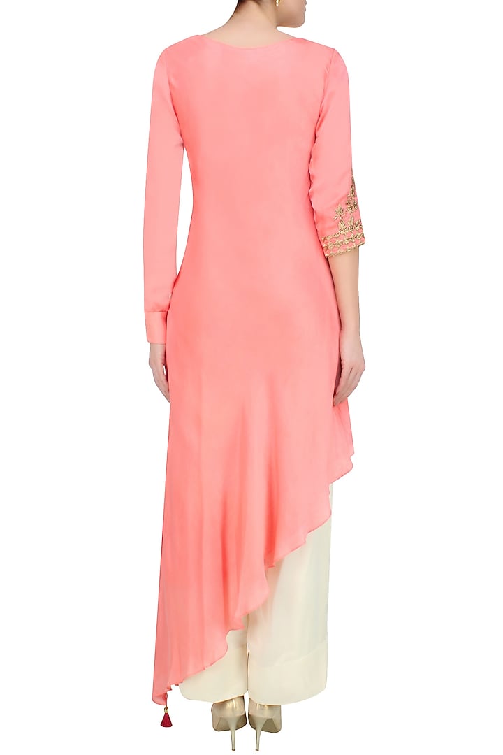 Surreal rose floral embroidered kurta and palazzo pants set available only at Pernia's Pop Up Shop.