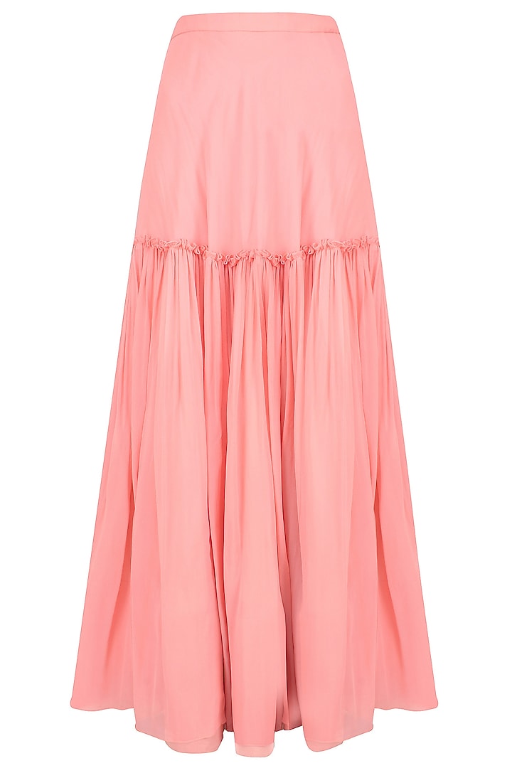 Pink floral embroidered motifs short kurta and sharara skirt set available only at Pernia's Pop Up Shop.