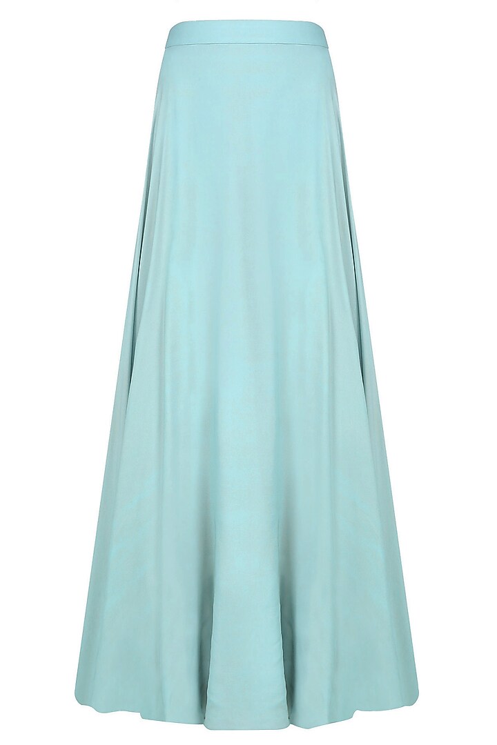 Frost blue rosette motif embroidered cape with matching skirt available only at Pernia's Pop Up Shop.