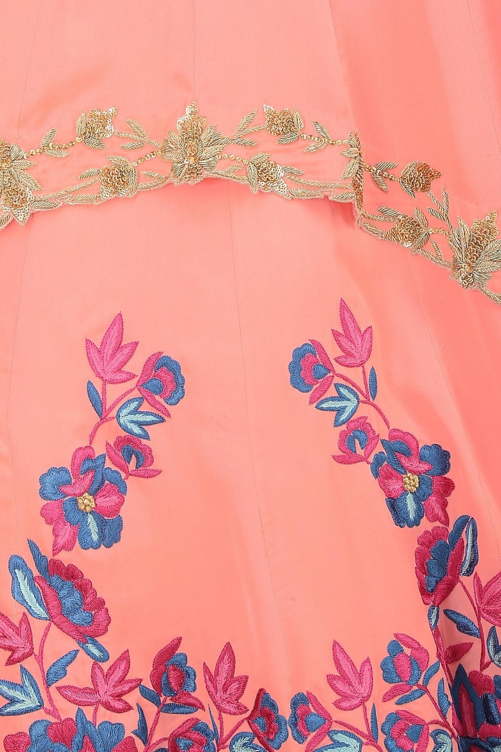 Pink floral embroidered lehenga set available only at Pernia's Pop Up Shop.