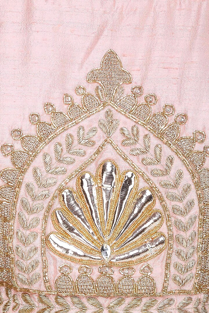Pink temple motif sequinned lehenga set available only at Pernia's Pop Up Shop.