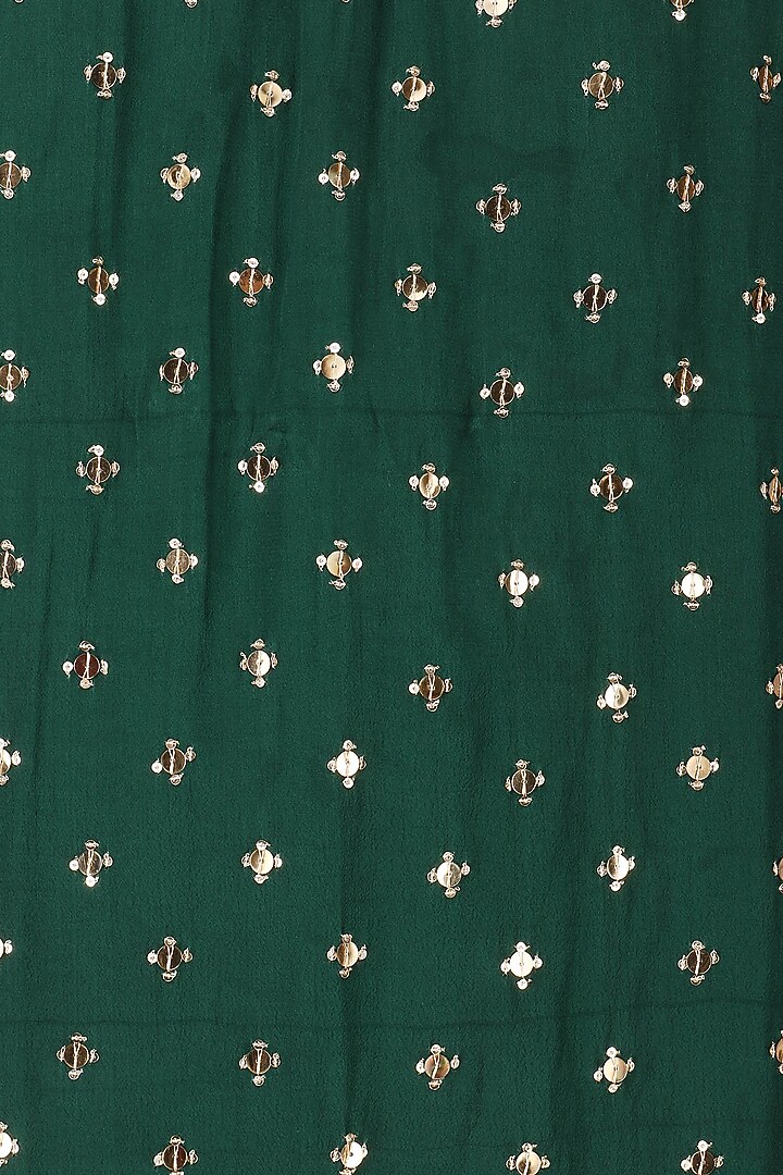 Bottle green off-shoulder embroidered kurta and sharara set available only at Pernia's Pop Up Shop.