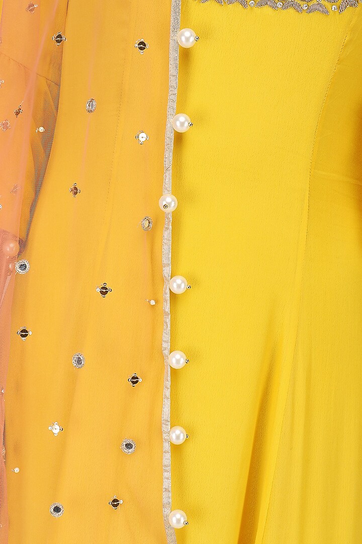 Yellow embroidered anarkali set available only at Pernia's Pop Up Shop.